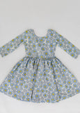 Good Apples Kids - 3/4 Sleeve Twirl Dress in Periwinkle Meadow