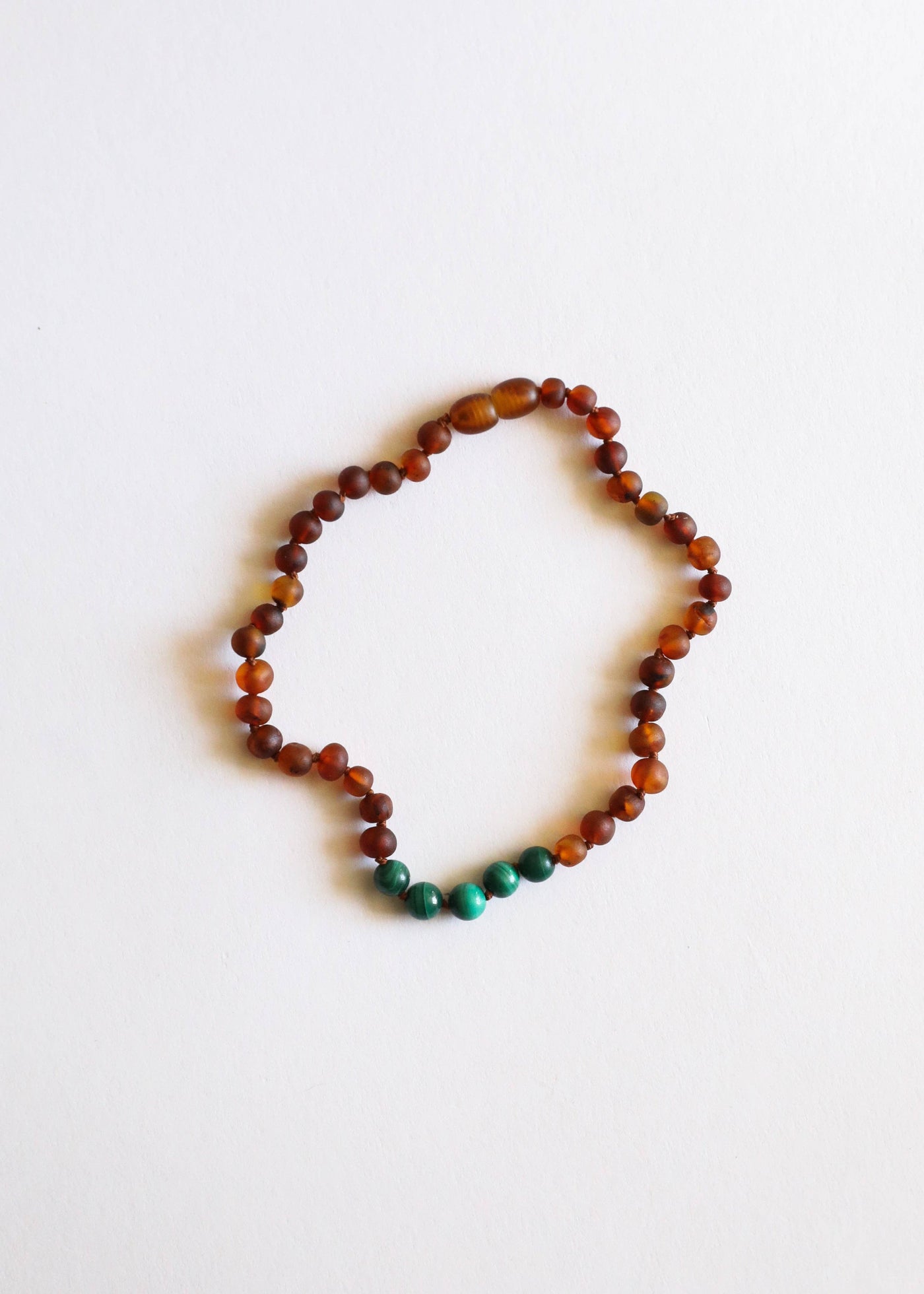 CanyonLeaf - Raw Cognac Amber + Malachite || Necklace