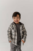 Babysprouts | Kid's Hooded Shacket - Granite Plaid