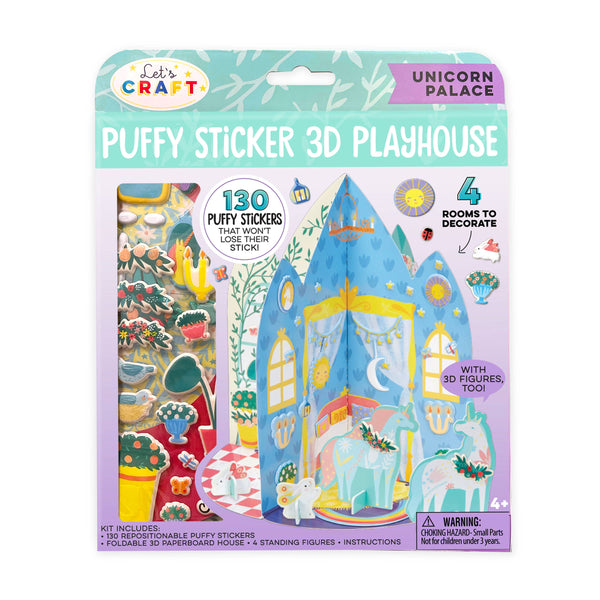 Bright Stripes - Puffy Sticker 3D Playhouse Unicorn Palace