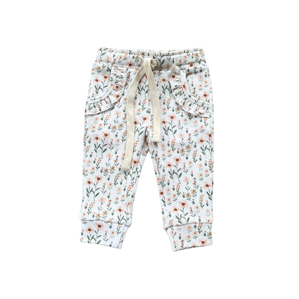 babysprouts - Girl's Ruffle Jogger - Daisy Field