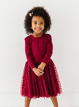 Bird & Bean® - Girls Velvet Heart Holiday Tulle Dress - Ruby
