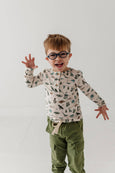 Babysprouts | Boy's Long Sleeve Henley Shirt - Dino Land