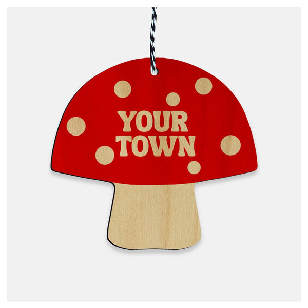Rock Scissor Paper - Mushroom Nevada City Wood Shape Ornament - Red