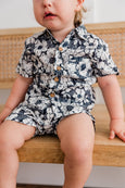 Black Floral Printed Boys Shirt & Shorts Set - Yo Baby