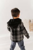 Babysprouts | Kid's Hooded Shacket - Charcoal Plaid