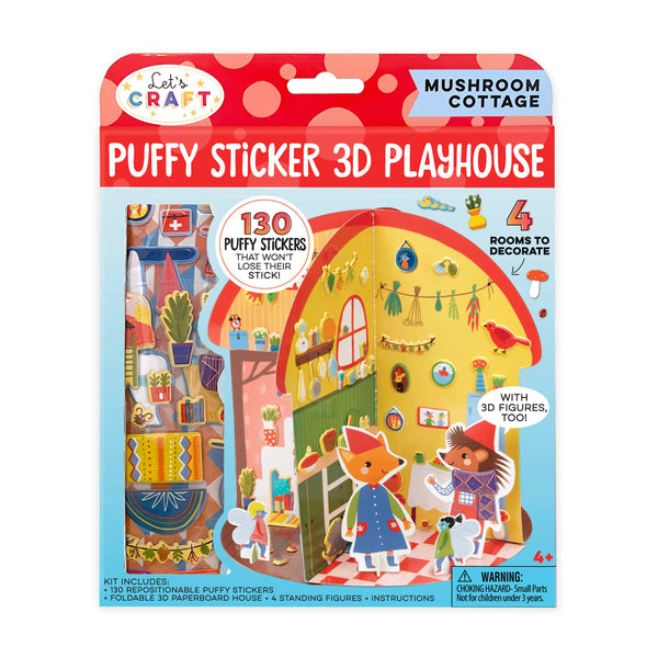 Bright Stripes - Puffy Sticker 3D Playhouse Mushroom Cottage