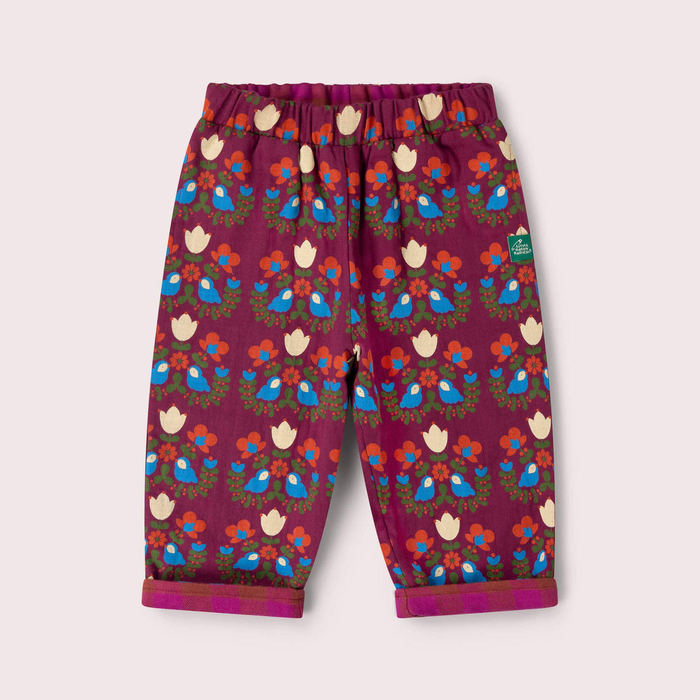 Little Green Radicals - Folk Birds Reversible Pull On Trousers