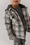 Babysprouts | Kid's Hooded Shacket - Granite Plaid