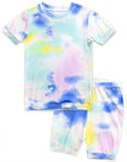 Vaenait Baby - Bamboo Tie Dyeing Blue Yellow Short Sleeve PJs