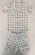 Sage Checks Cotton Shirt & Shorts Set - Yo Baby