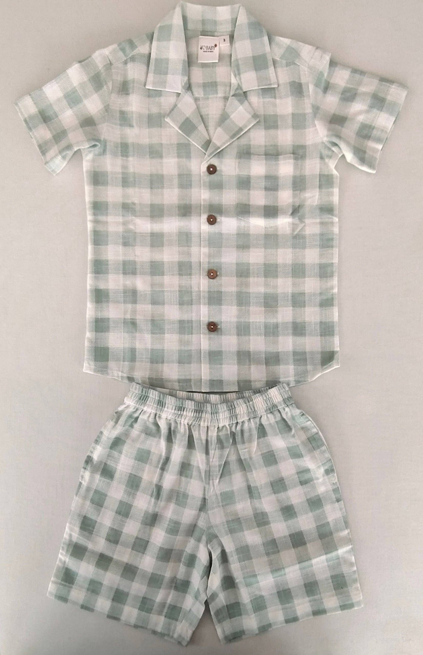 Sage Checks Cotton Shirt & Shorts Set - Yo Baby