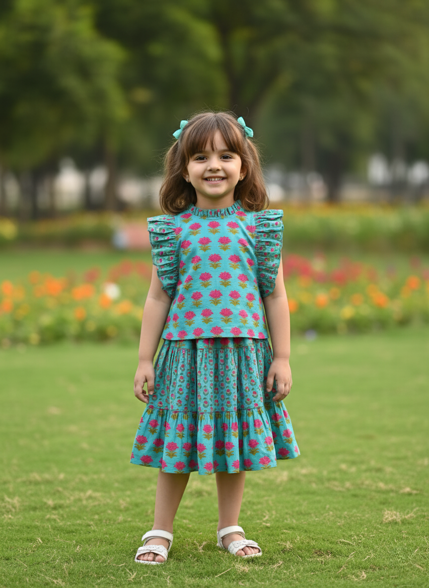 Teal Floral Skirt : Tween - Yo Baby