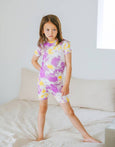 Vaenait Baby - Tie Dyeing Gold Purple Short Sleeve PJs