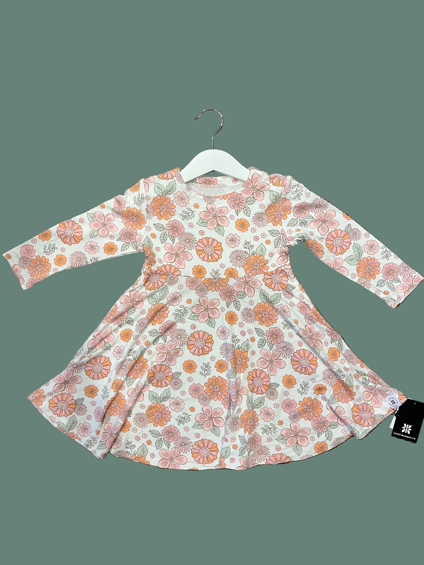 Sweet Bamboo - Swirly Girl Dress - Retro Flowers Print