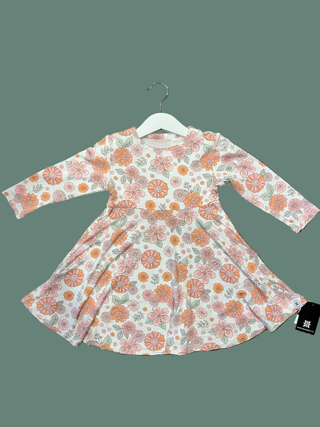 Sweet Bamboo - Swirly Girl Dress - Retro Flowers Print
