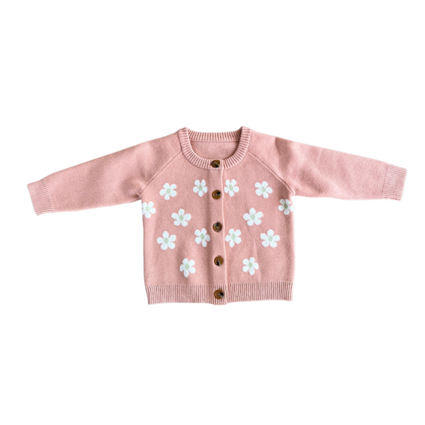 Babysprouts - Baby Knit Cardigan in Salmon Floral