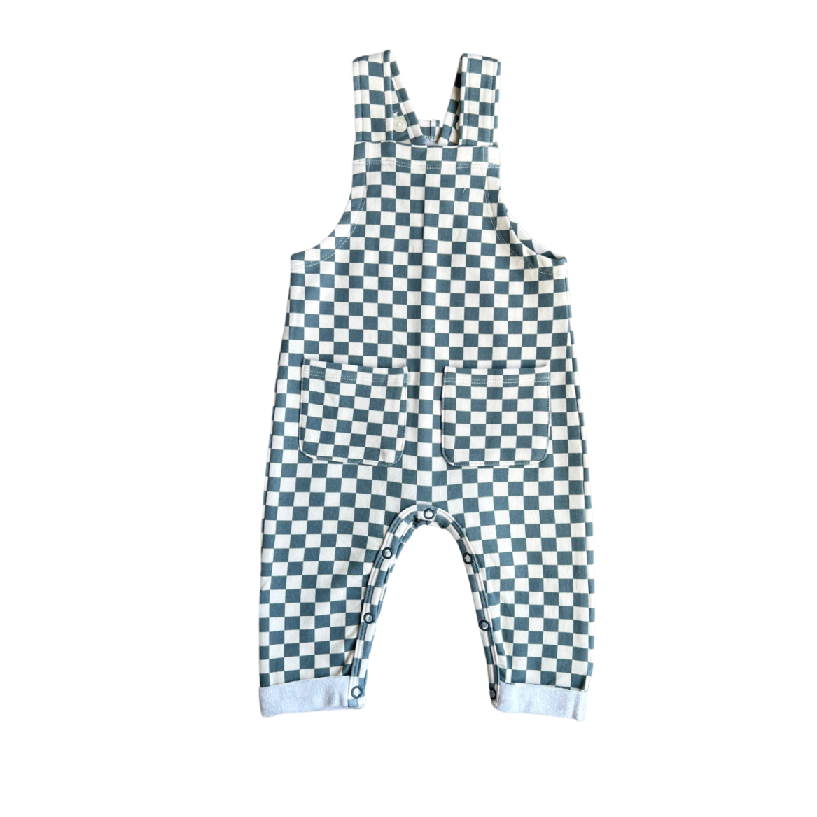 BabySprout - Pocket Overalls in Checkered in Storm