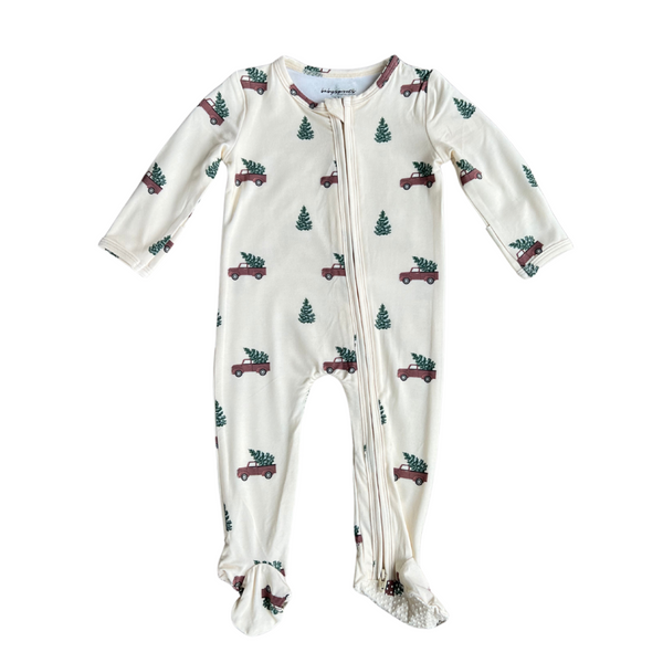 Babysprouts - Baby Footie Romper in Christmas Truck