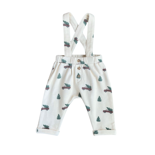 BabySprout - Suspender Overalls in Christmas Truck