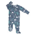 Sweet Bamboo - Winter Forest Piped Zipper Footie