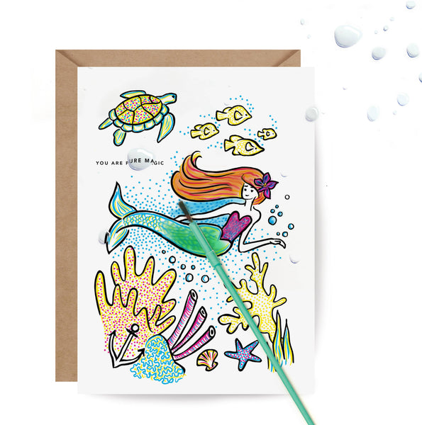 Inklings Paperie - Paint With Water Mermaid Birthday Card