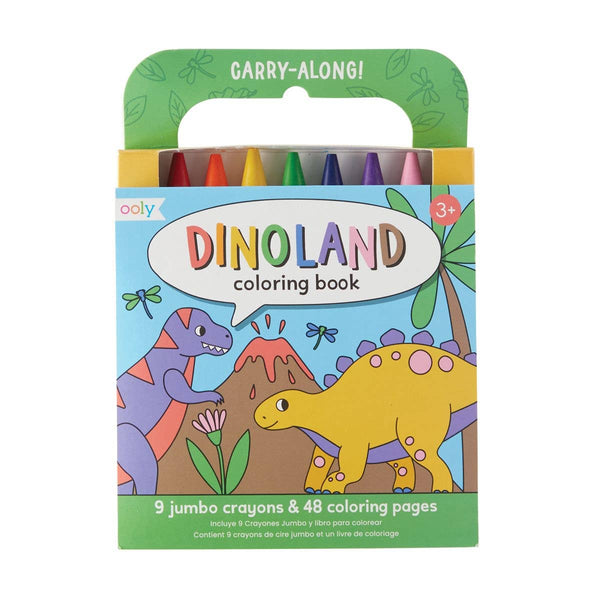 OOLY - Carry Along Crayon & Coloring Book Kit-Dinoland (Set of 10)