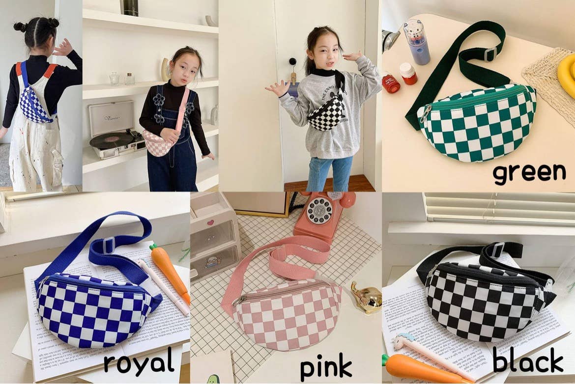 Monroe Meadow Boutique - Checkered Kids Chest Purses: Pink