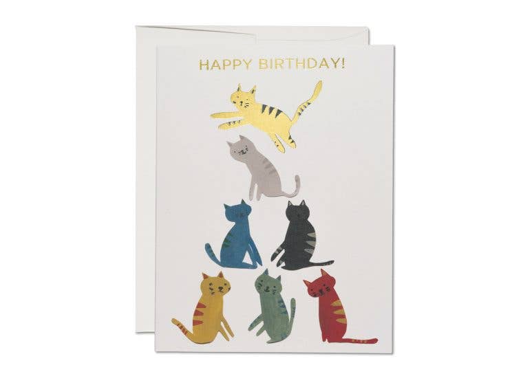 Gold Kitty birthday greeting card