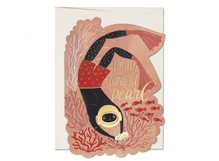 Red Cap Cards - Pearl Diver Valentine's Day greeting card