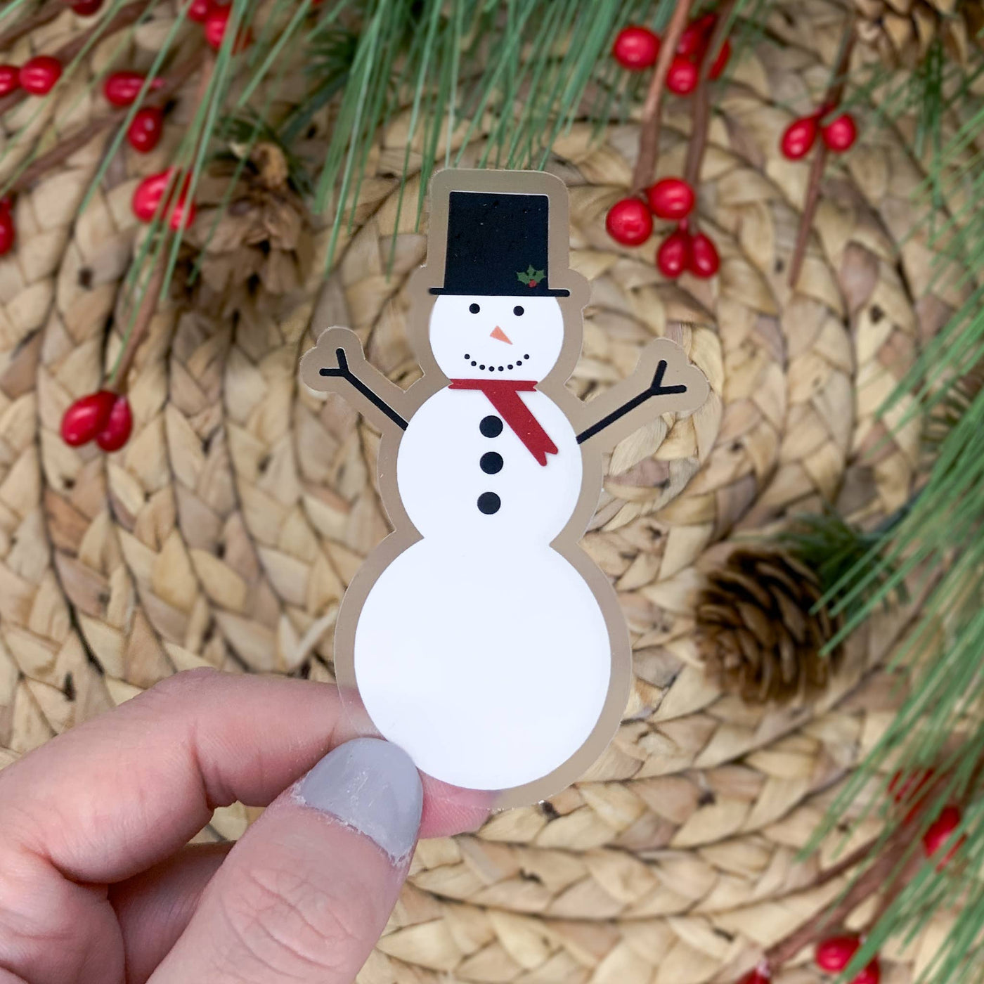 Savannah and James Co - Snowman Clear, Vinyl Sticker 3x3 in. - Two Little Birds Boutique