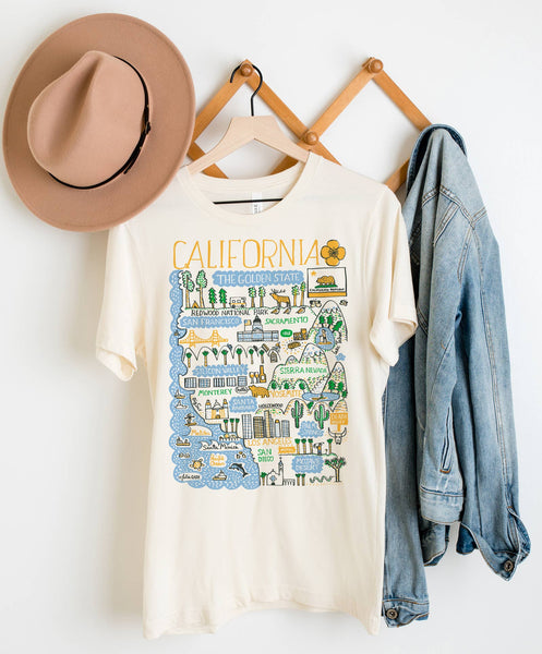 Morado Designs - California Boutique Map Art - Golden Youth & Adult Tee