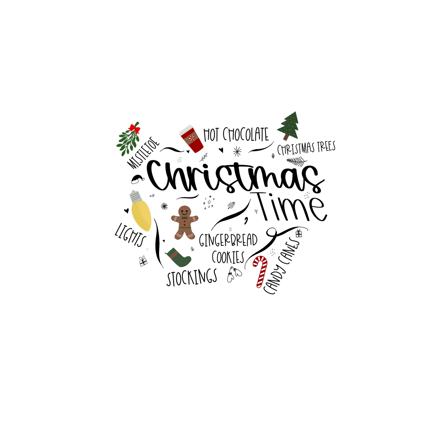 Savannah and James Co - Christmas Favorites Clear, Vinyl Sticker, 3x3 in. - Two Little Birds Boutique