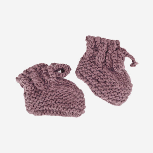 The Blueberry Hill - Classic Booties, Mauve | Hand Knit Baby Shoes - Two Little Birds Boutique