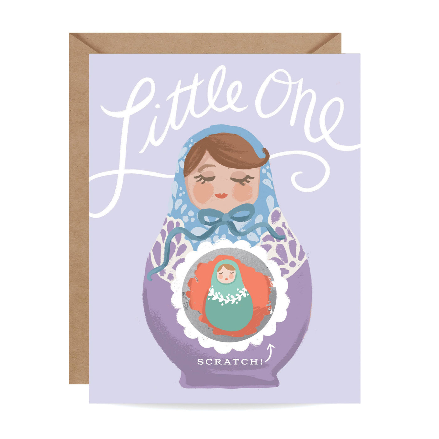 Inklings Paperie - Little One Nesting Doll Scratch-off New Baby Card
