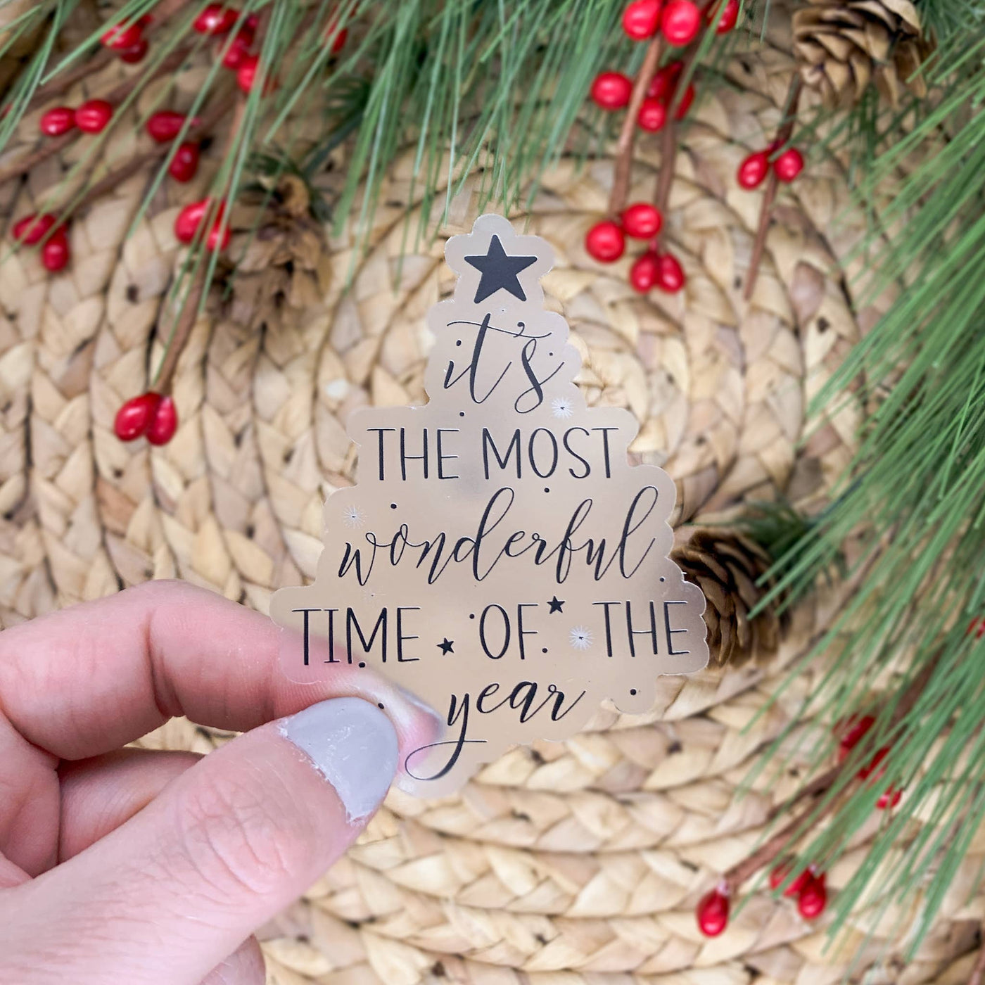 Savannah and James Co - It's The Most Wonderful Time Clear, Vinyl Sticker 3x3 in. - Two Little Birds Boutique