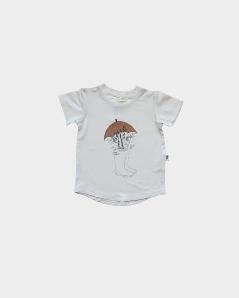 babysprouts clothing company - S23 D2: Girl's Screen-Printed Tee in Umbrella - Two Little Birds Boutique