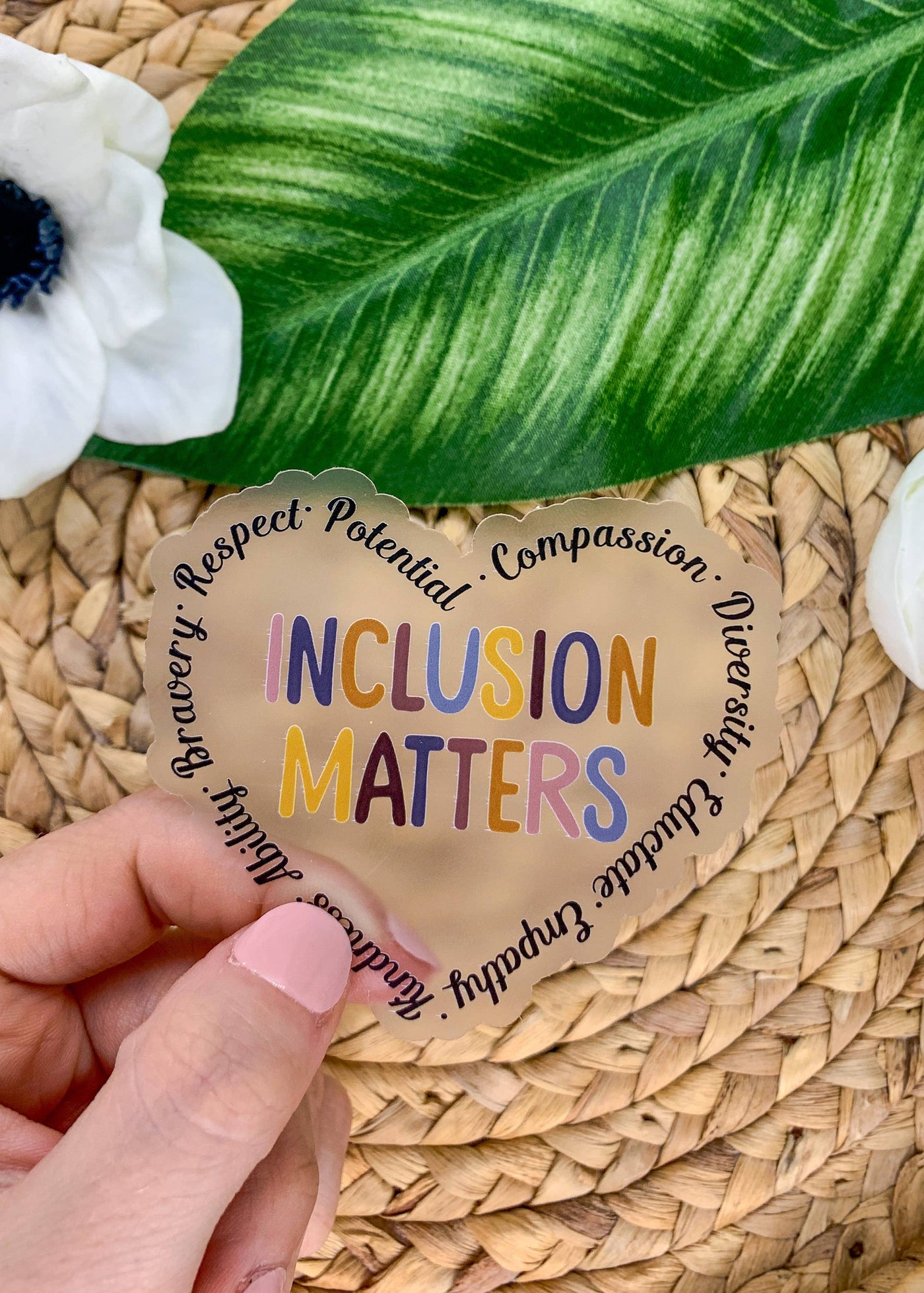 Savannah and James Co - Inclusion Matters, Clear Vinyl, Sticker, 3x3 inch - Two Little Birds Boutique