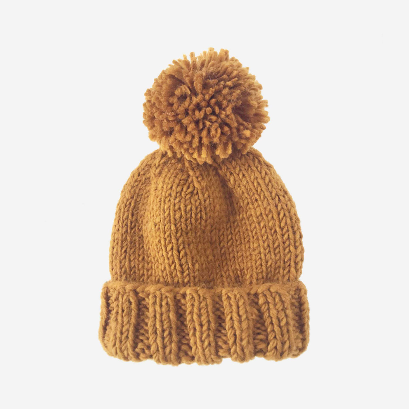 The Blueberry Hill - Classic Pom Hat, Mustard | Hand Knit Kid & Baby - Two Little Birds Boutique