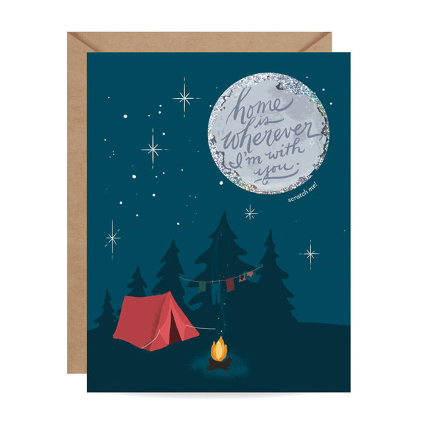 Inklings Paperie - Scratch-off Campfire Moon Card - Love Card or Anniversary Card