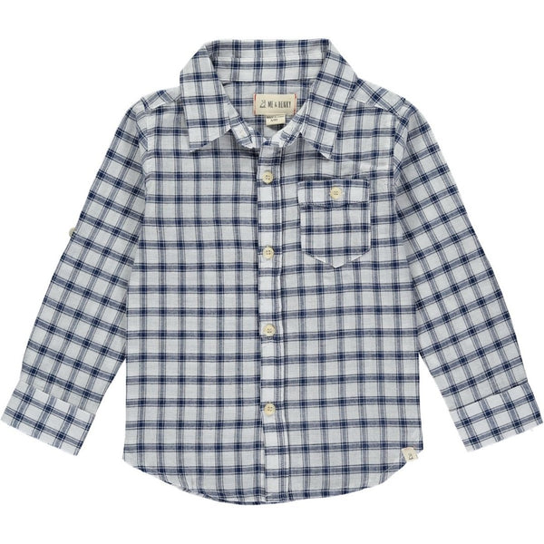 Me & Henry - Navy and White Plaid Shirt - Boy and Daddy Sizing - Two Little Birds Boutique