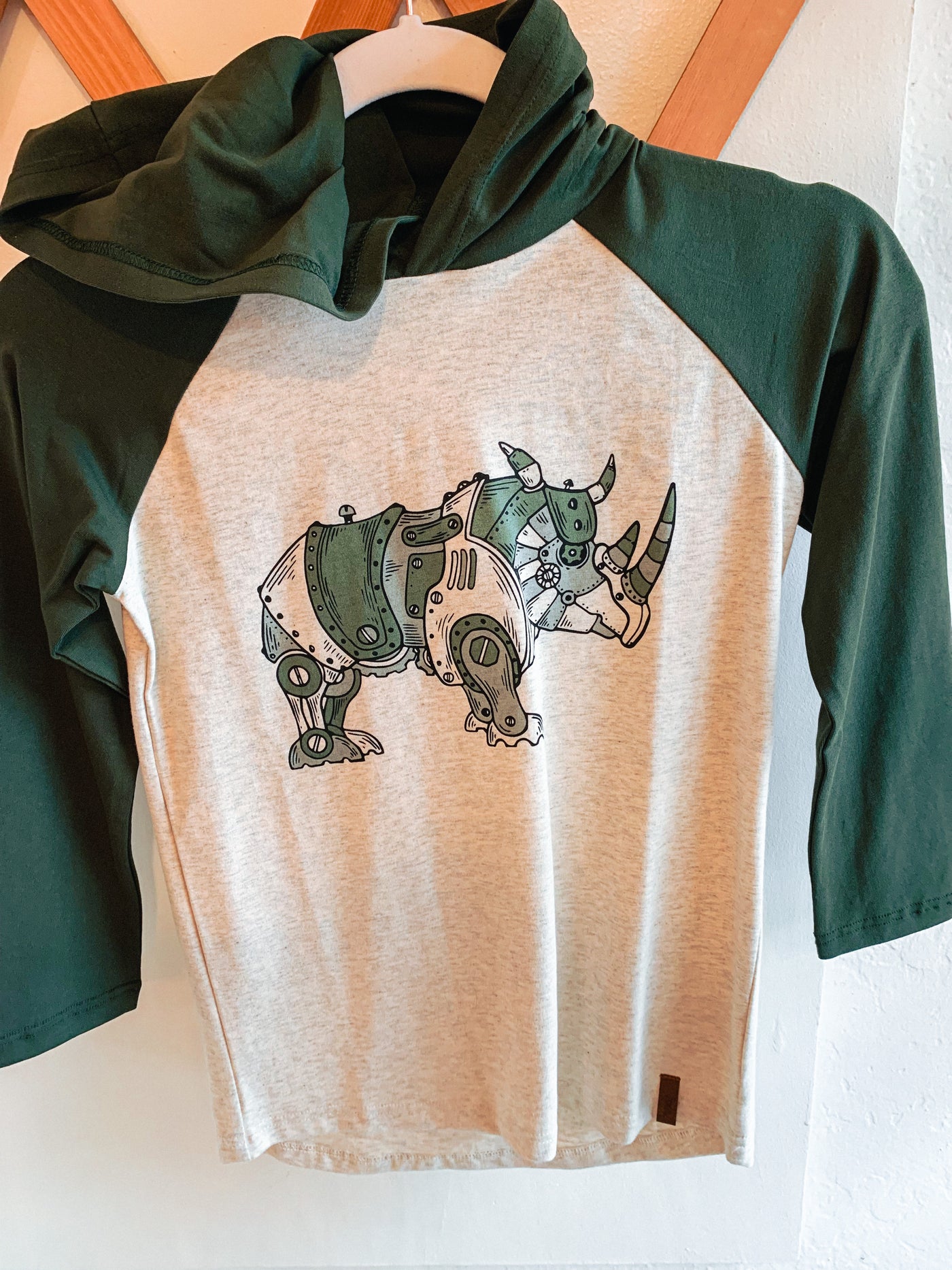 Deux Par Deux - Rhino Hooded 3/4 Sleeve Shirt