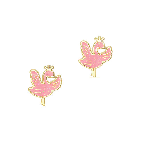Girl Nation - Sparkly Swan Cutie Enamel Stud Earrings