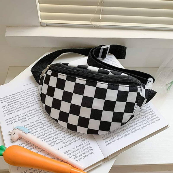 Monroe Meadow Boutique - Checkered Kids Chest Purses: Black