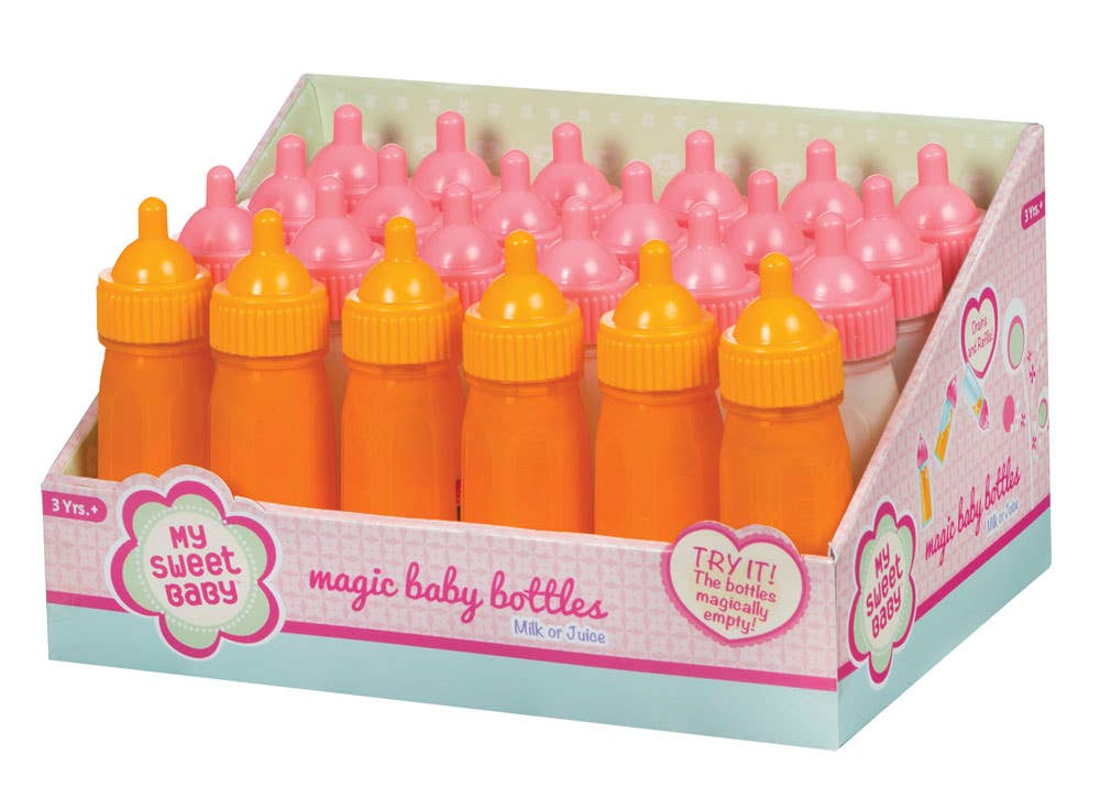 Toysmith - My Sweet Baby Lg Magic Bottle, 4.75", Milk & Orange Juice - Two Little Birds Boutique