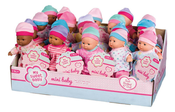 Toysmith - My Sweet Baby 6" Mini Babies-Asst Skin Tones Dolls - Two Little Birds Boutique