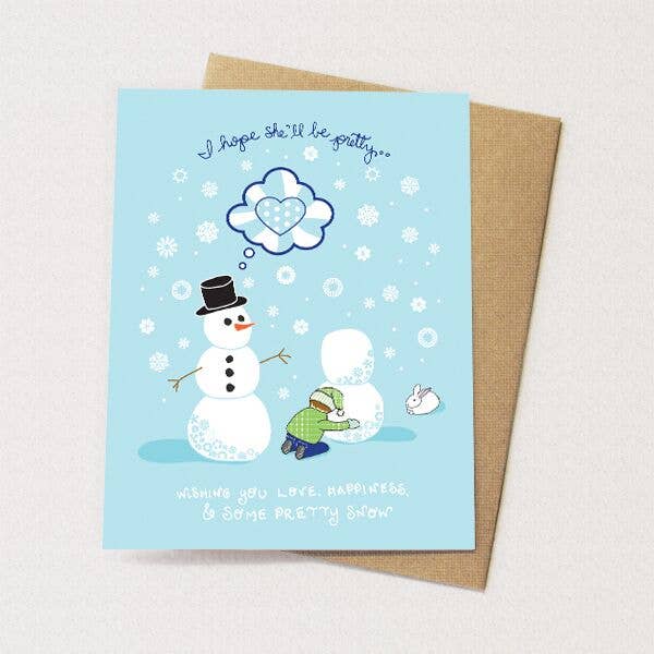 Cynla - Pretty Snow Card - Holiday greeting card, snowman cards - Two Little Birds Boutique