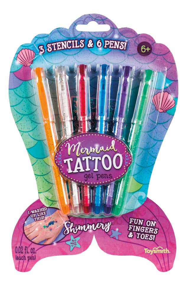 Toysmith - Mermaid Tattoo Gel Pens, Set of 6 - Two Little Birds Boutique